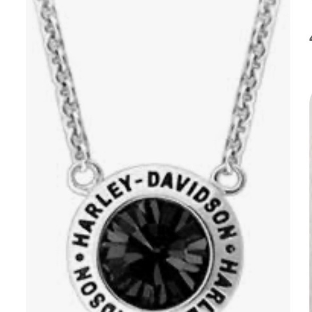 Harley-Davidson Silver Necklace with Black Stone
